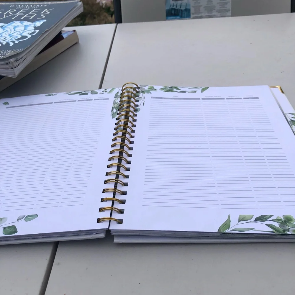 Kate Aspen White & Green Wedding Planner with Gold Accents